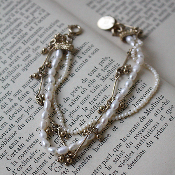 2連パール＆メタルボールチェーンブレス イメージ画像4