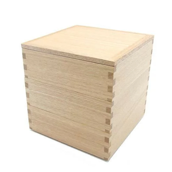 白木塗タモ6.0三段重 内朱 イメージ画像1