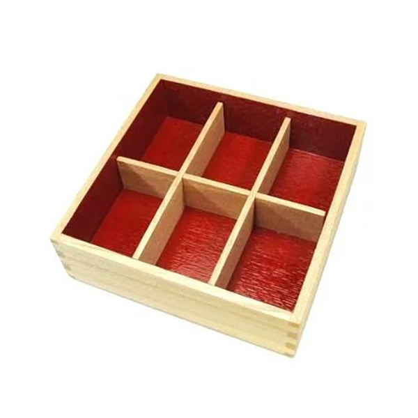 白木塗タモ六つ切仕切り6.0重箱用 イメージ画像1