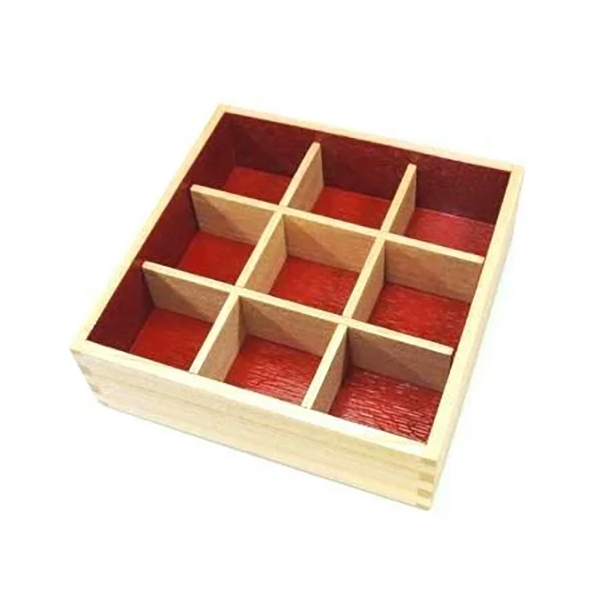 白木塗タモ九つ切仕切り6.0重箱用 イメージ画像1