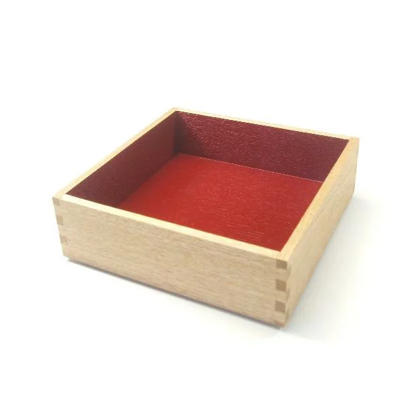 白木塗タモ6.0重箱 内朱 一段のみ