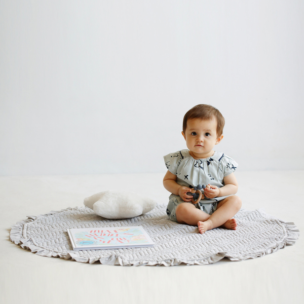 イブル・キルティングサークルマット／フェザーグレー