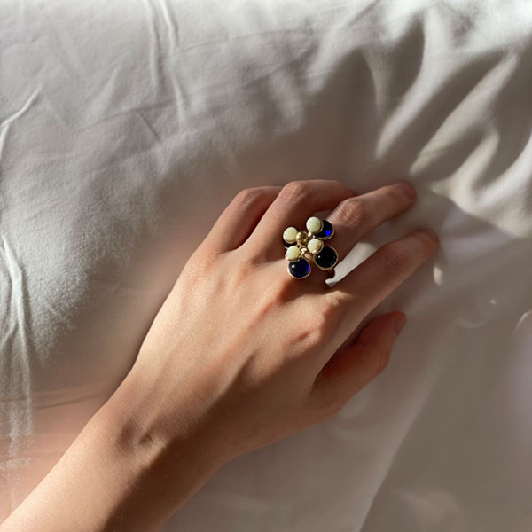 ガラスフラワーリング【blue/white】 イメージ画像2