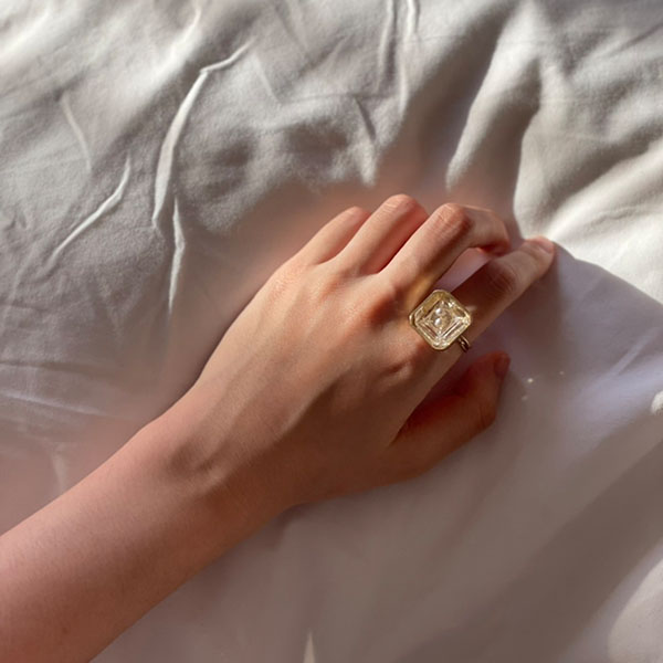 ヴィンテージガラスボタンリングB イメージ画像2