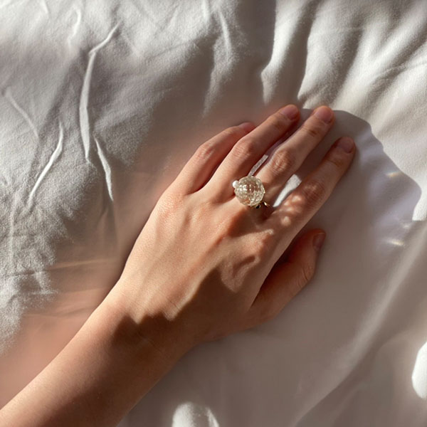 ヴィンテージガラスボタンリングC イメージ画像2