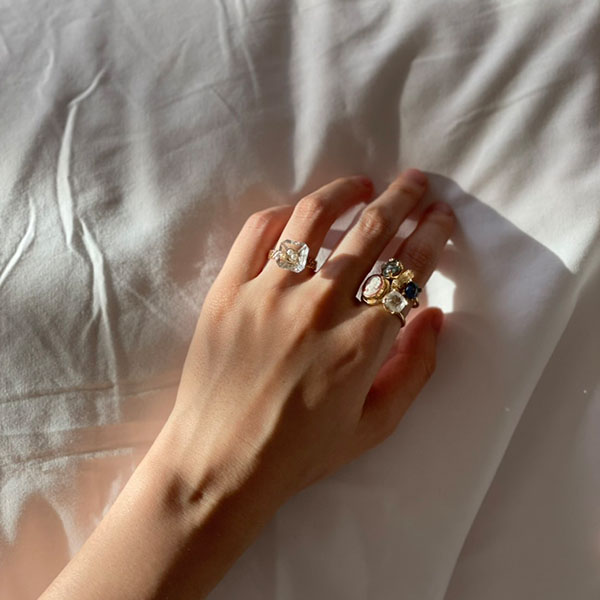 ヴィンテージガラスボタンリングD イメージ画像2