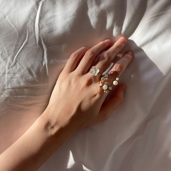 ヴィンテージガラスボタンリングD イメージ画像3