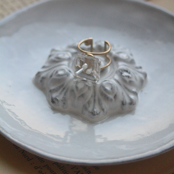 ヴィンテージガラスボタンリングF