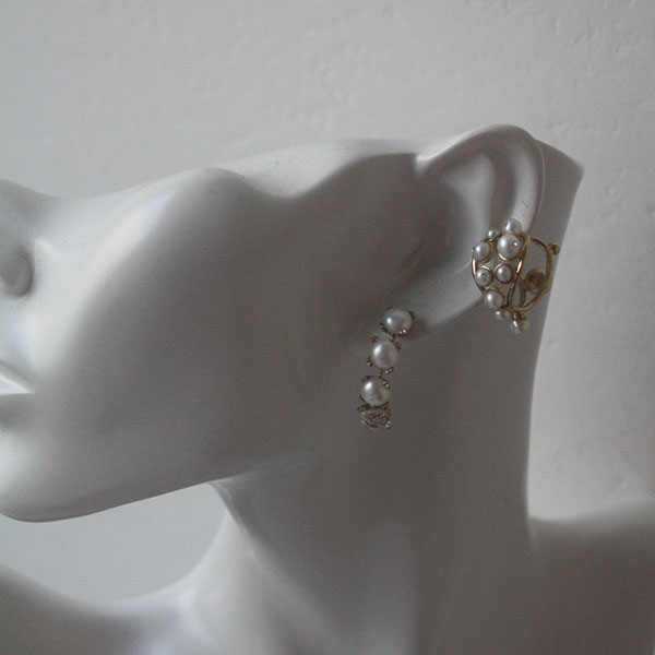 パール＆ヴィンテージガラスピアス イメージ画像4