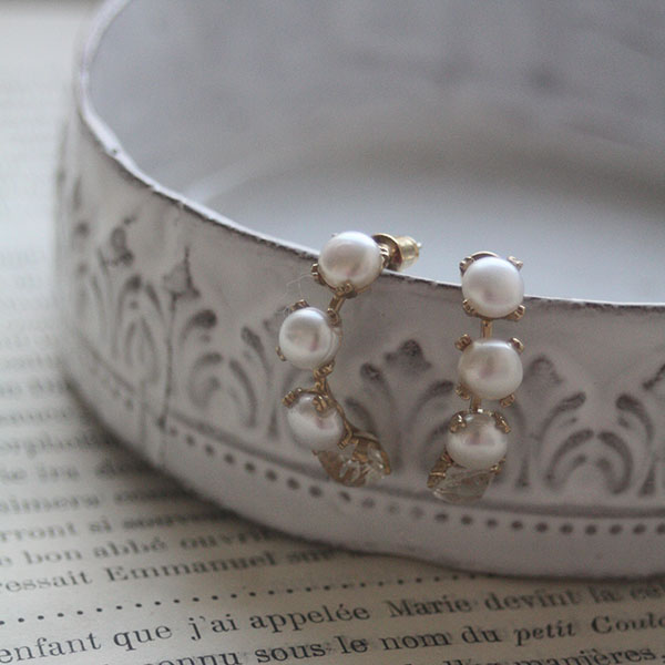 パール＆ヴィンテージガラスピアス イメージ画像3