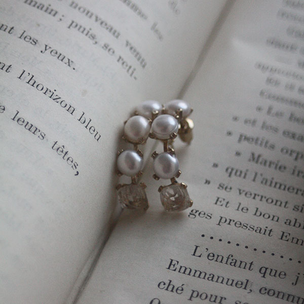 パール＆ヴィンテージガラスピアス イメージ画像2