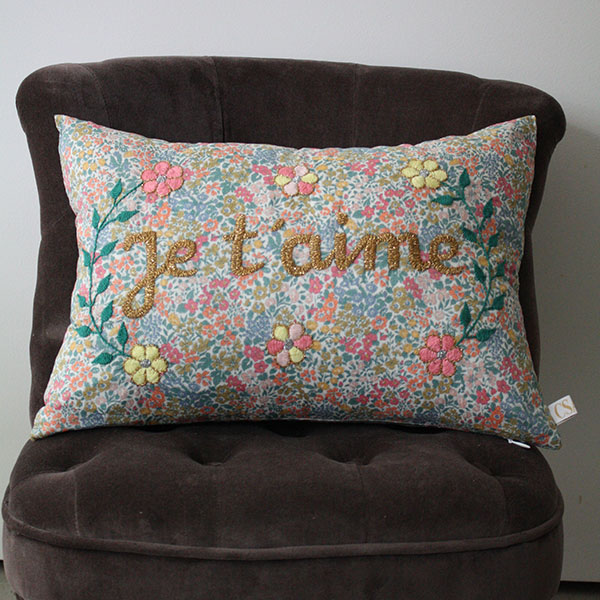 刺繍クッション【Je t'aime】×リバティ イメージ画像2