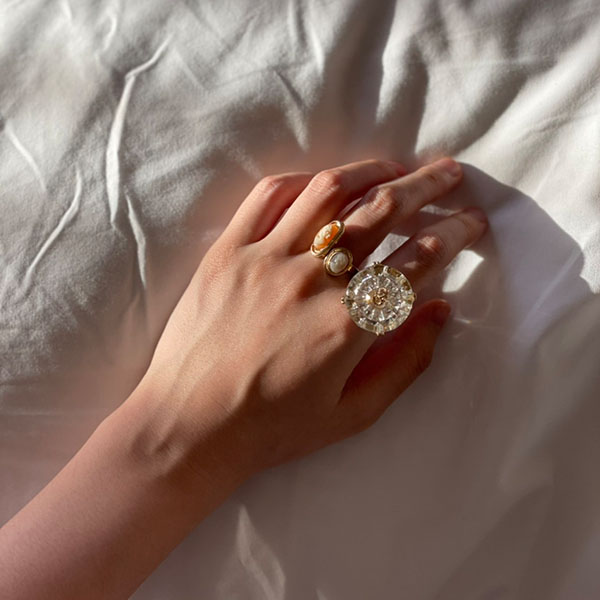 ヴィンテージガラスボタンリングE イメージ画像5