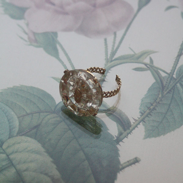 ヴィンテージガラスボタンリングE イメージ画像1