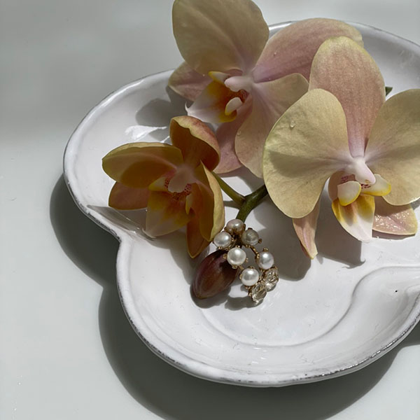 パール＆ヴィンテージガラスピアス