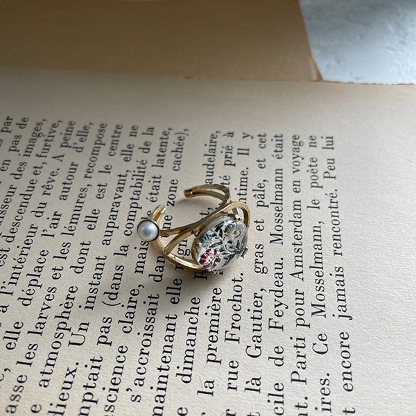 ヴィンテージガラス＆パールリング イメージ画像4