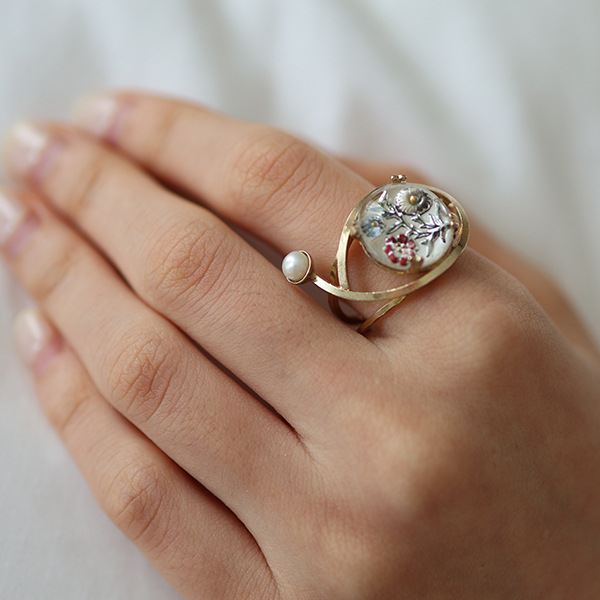 ヴィンテージガラス＆パールリング イメージ画像2
