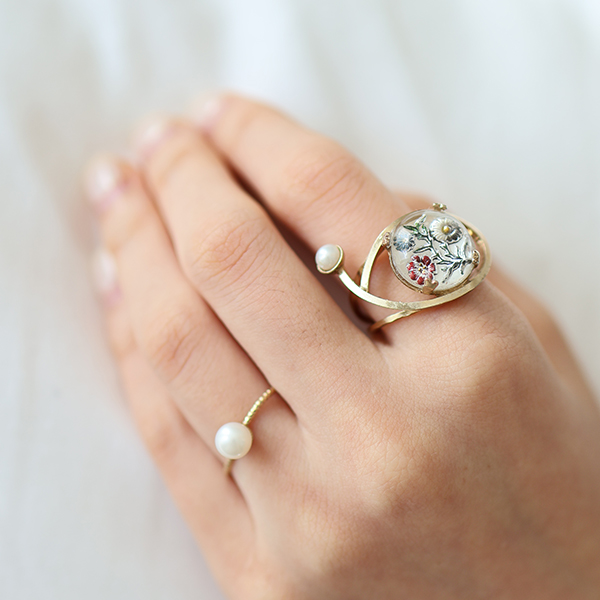 ヴィンテージガラス＆パールリング イメージ画像3