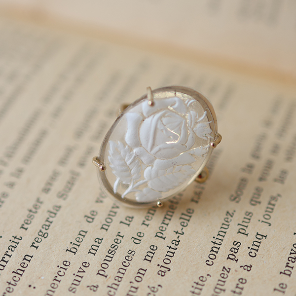 ヴィンテージガラスローズリング イメージ画像1